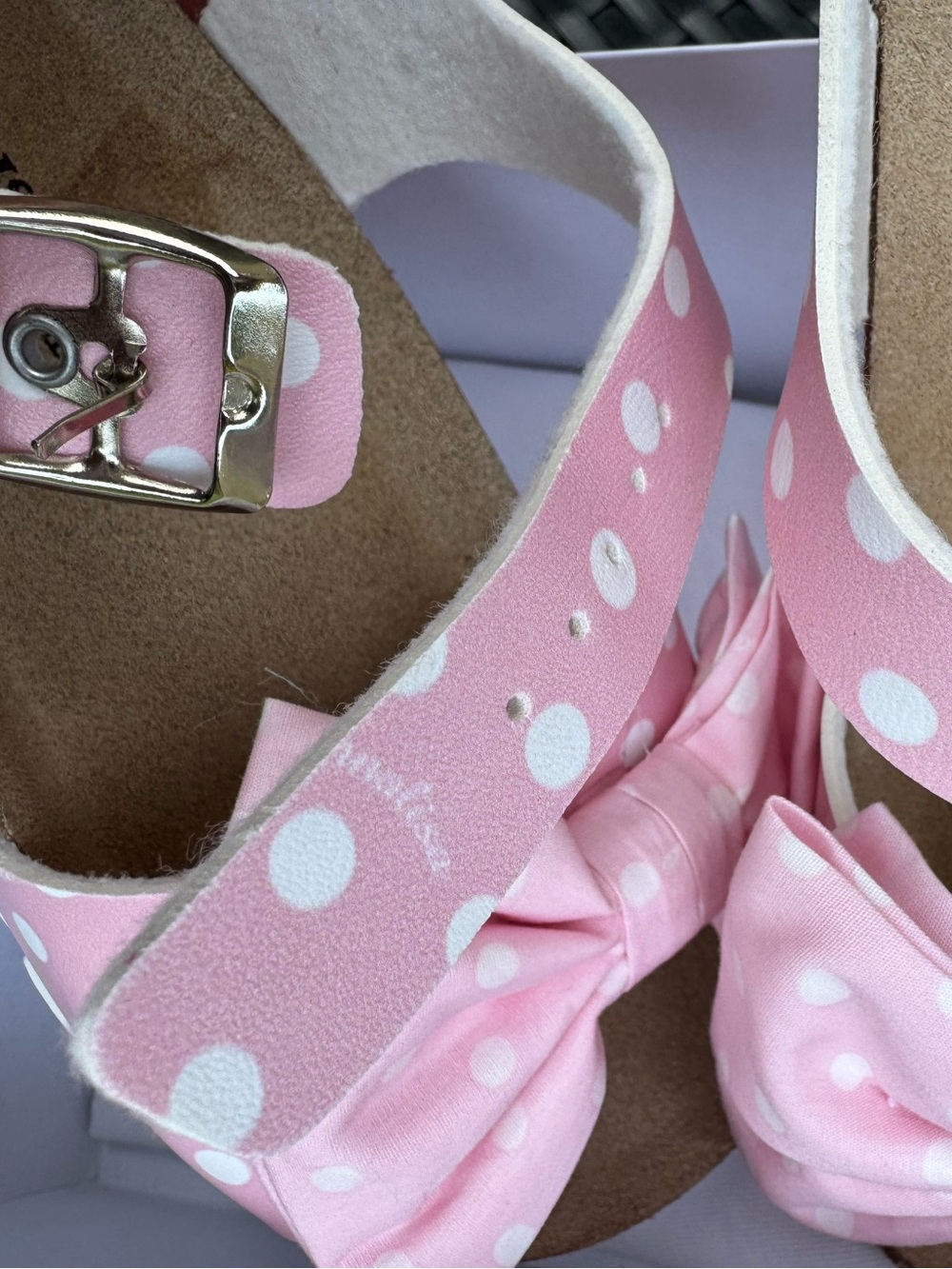 Monnalisa Girls Pink Polka Dot Bow Sandals, EU 34, Made in Italy - Picture 11 of 14